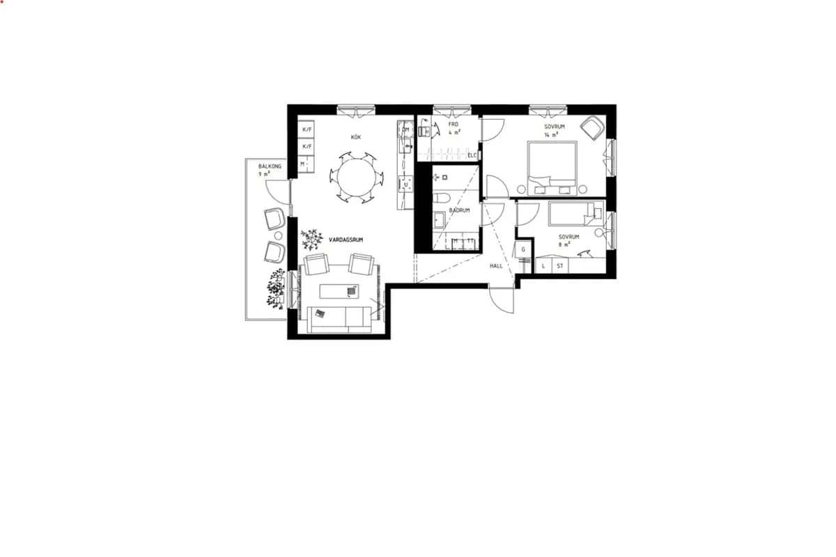 Floor plan for Jarlabergsvägen 8