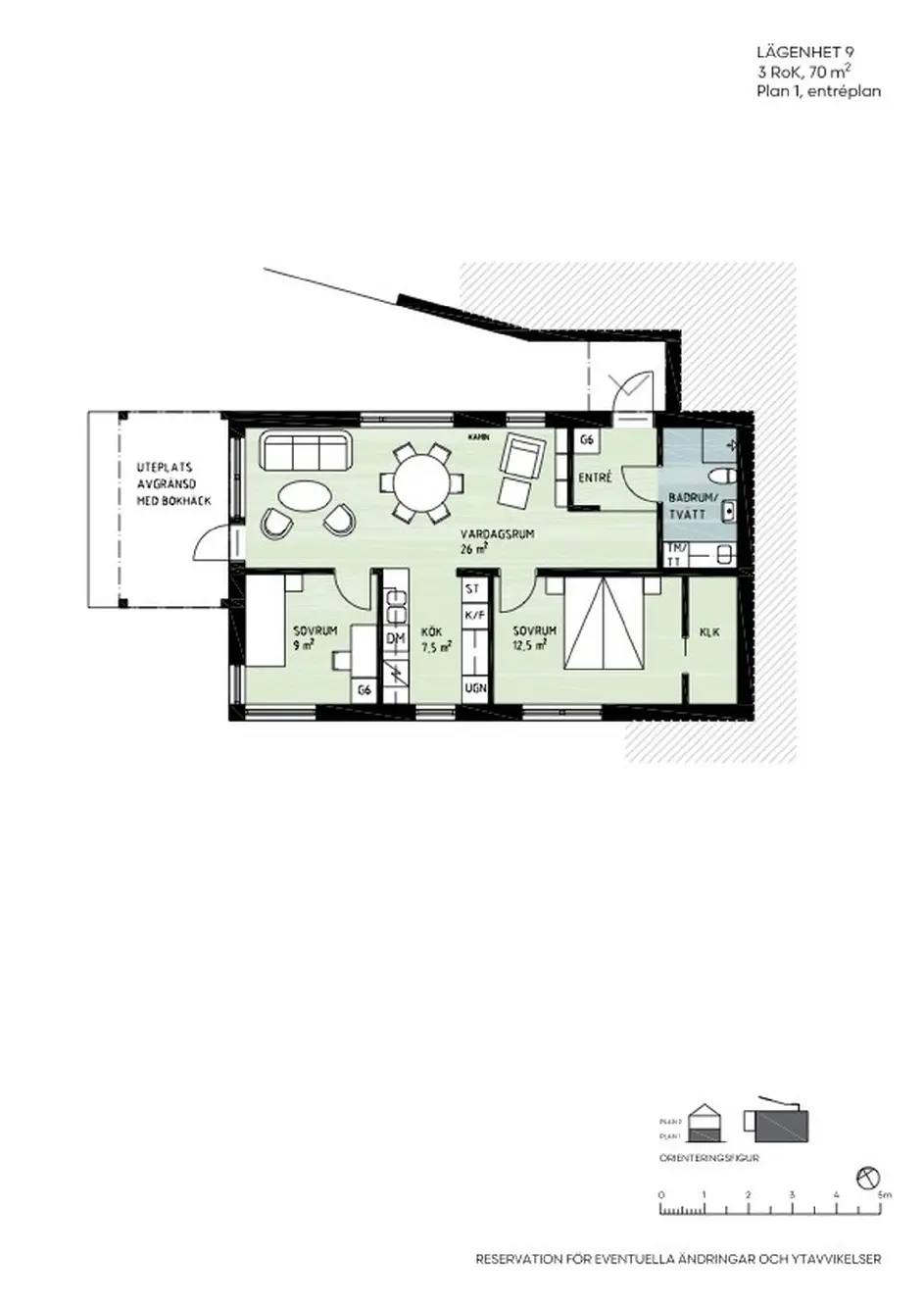 Planritning för Bergsgatan 70, Pendang plan 1