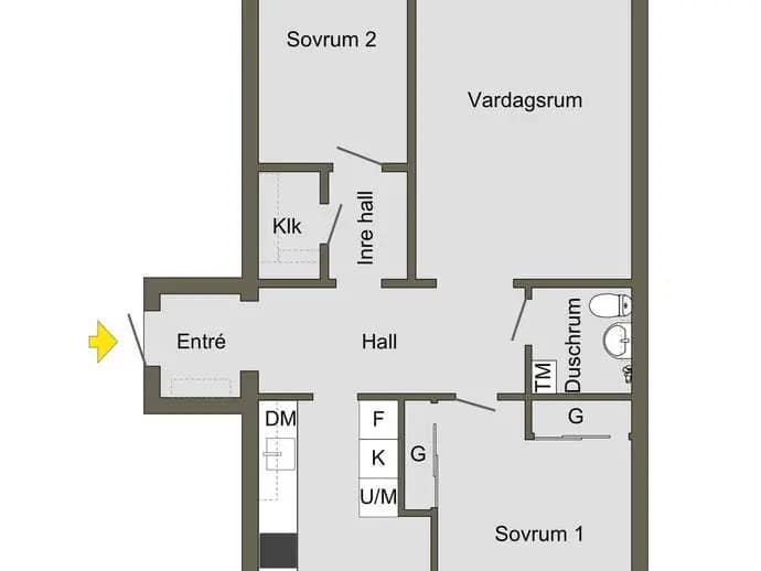 Planritning för Hagagatan 12B