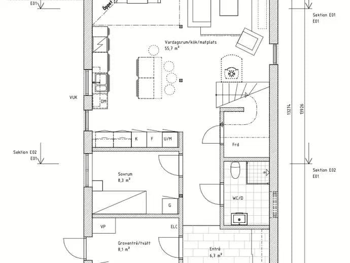 Planritning för Stenåkersvägen 21