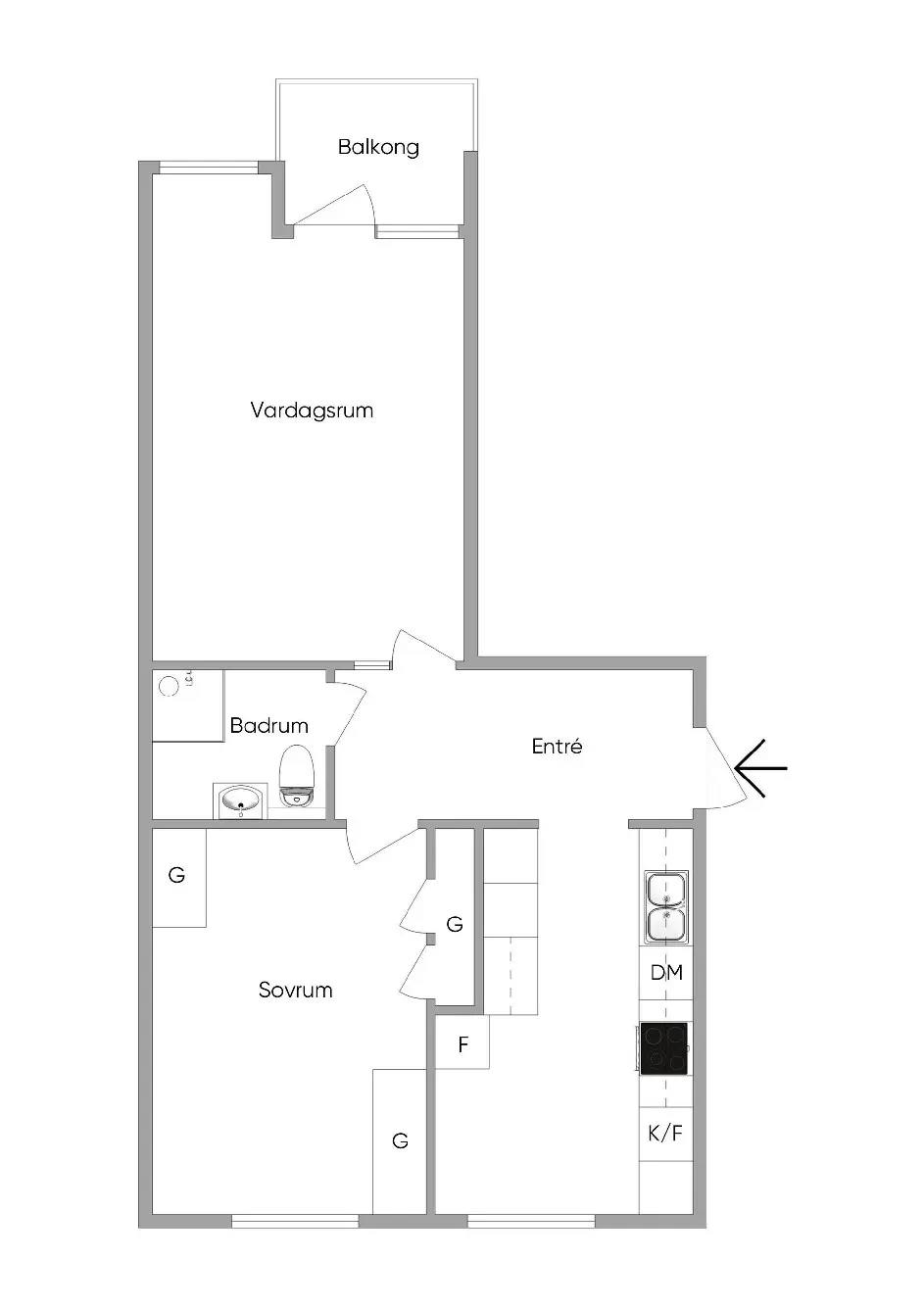 Floor plan for Telegatan 15