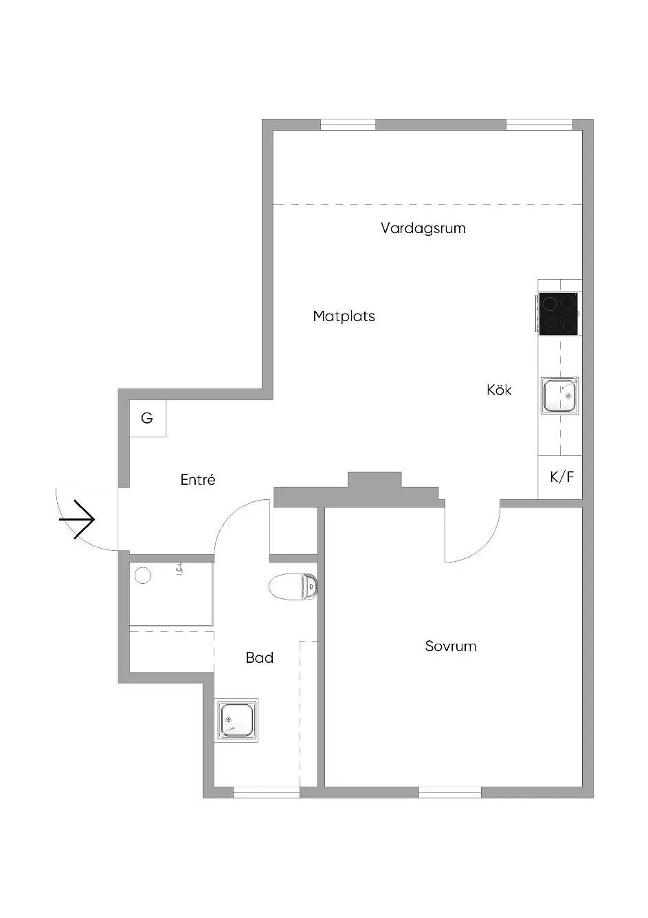 Planritning för Knapegatan 5B