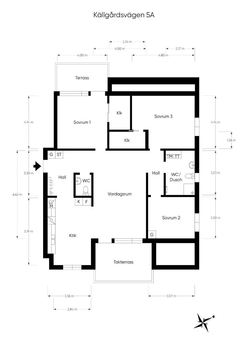 Planritning för Källgårdsvägen 5A