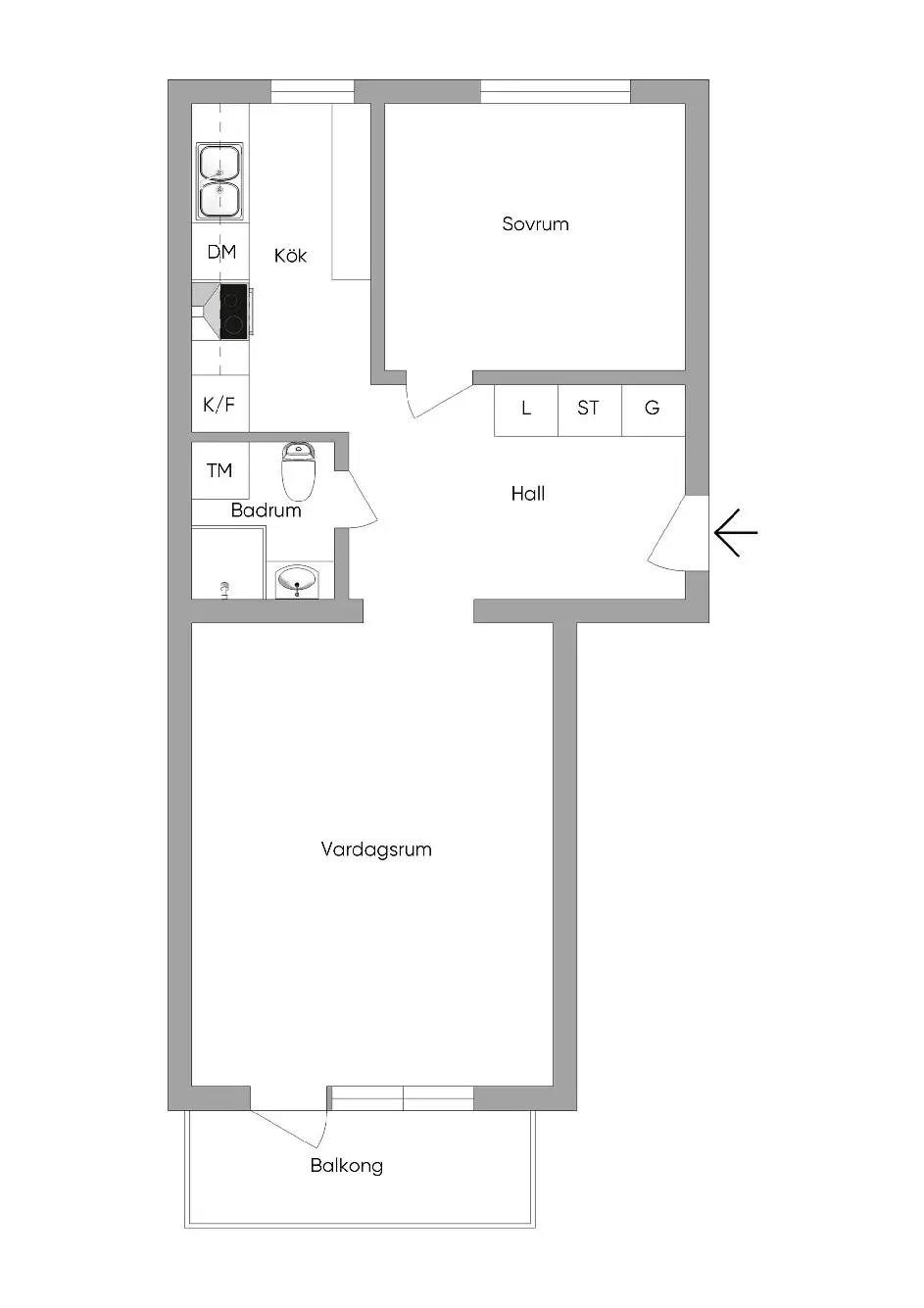 Floor plan for Östanvindsgatan 9A