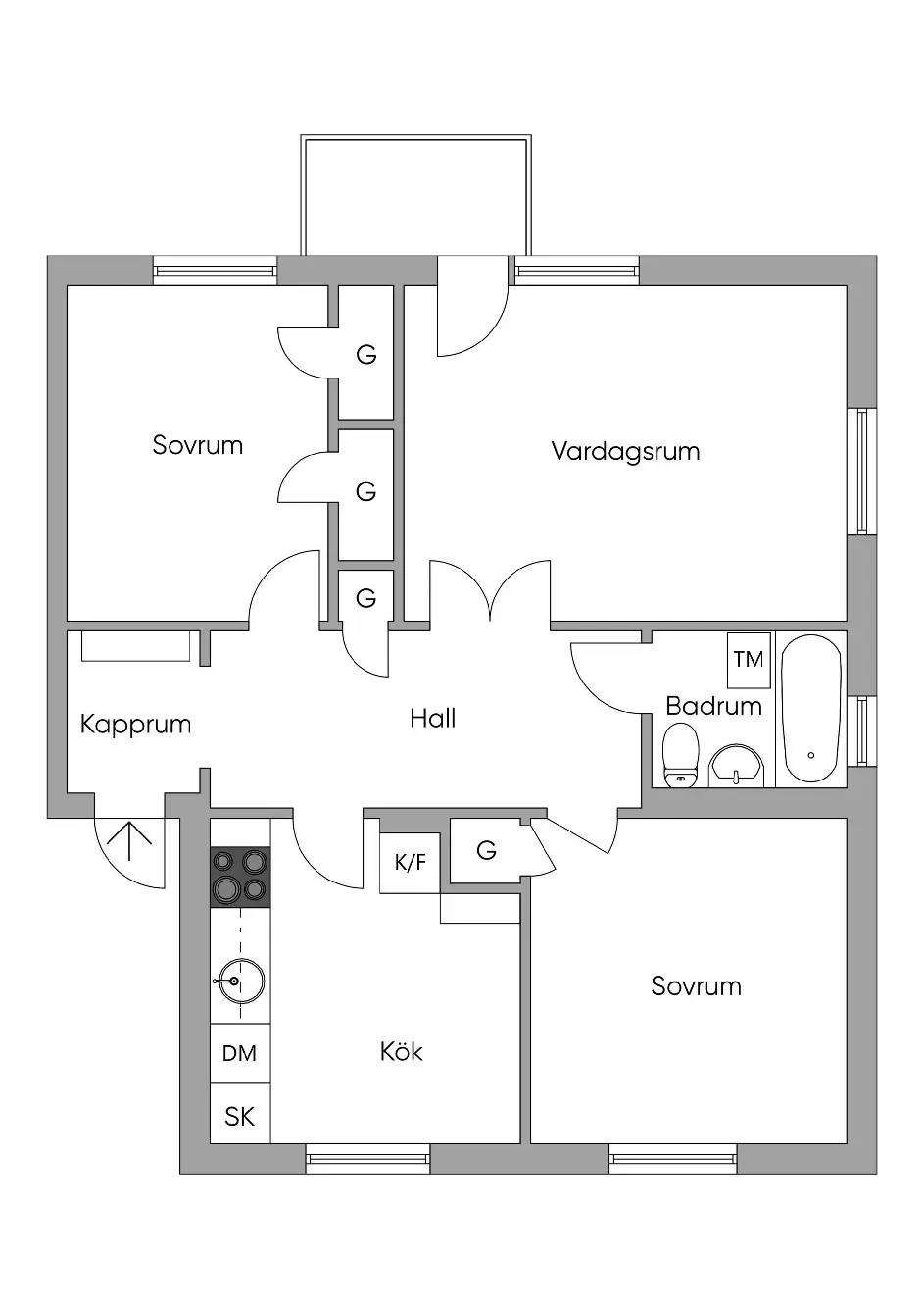 Floor plan for Torsten Alms gata 17, vån 2 av 3