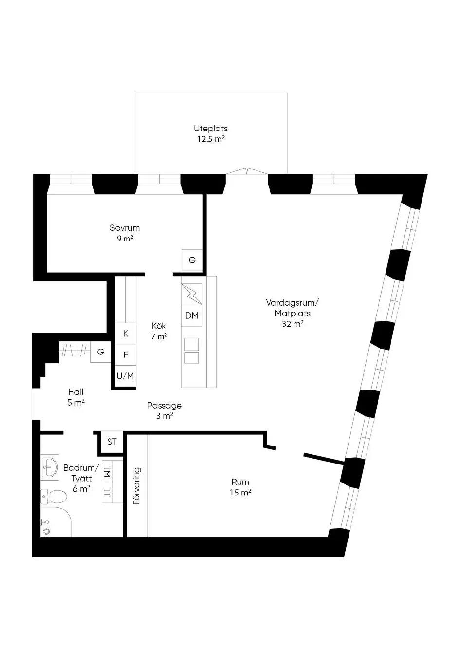 Floor plan for Faktorigatan 3G
