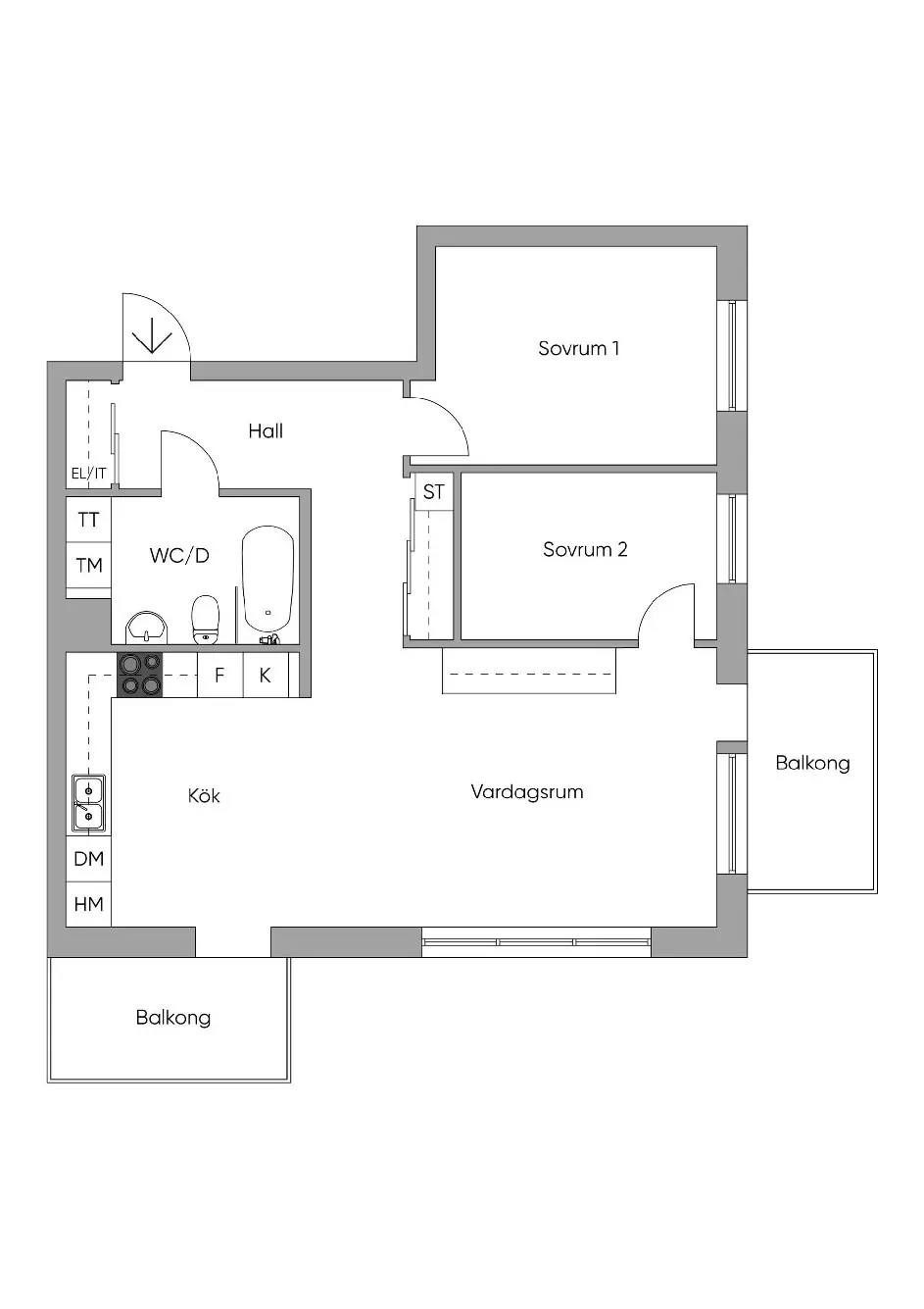 Floor plan for Jakobsdalsvägen 18, vån 5 av 5