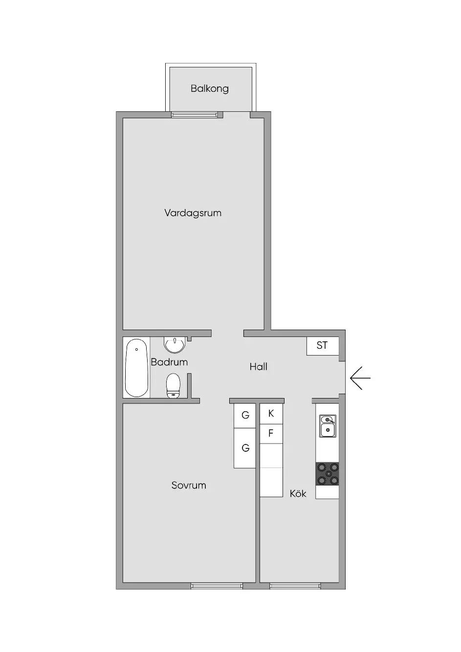 Floor plan for Skolgatan 1E, 3TR