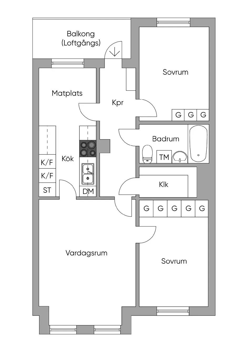 Floor plan for Erik Segersälls Väg 9, vån 3 av 4