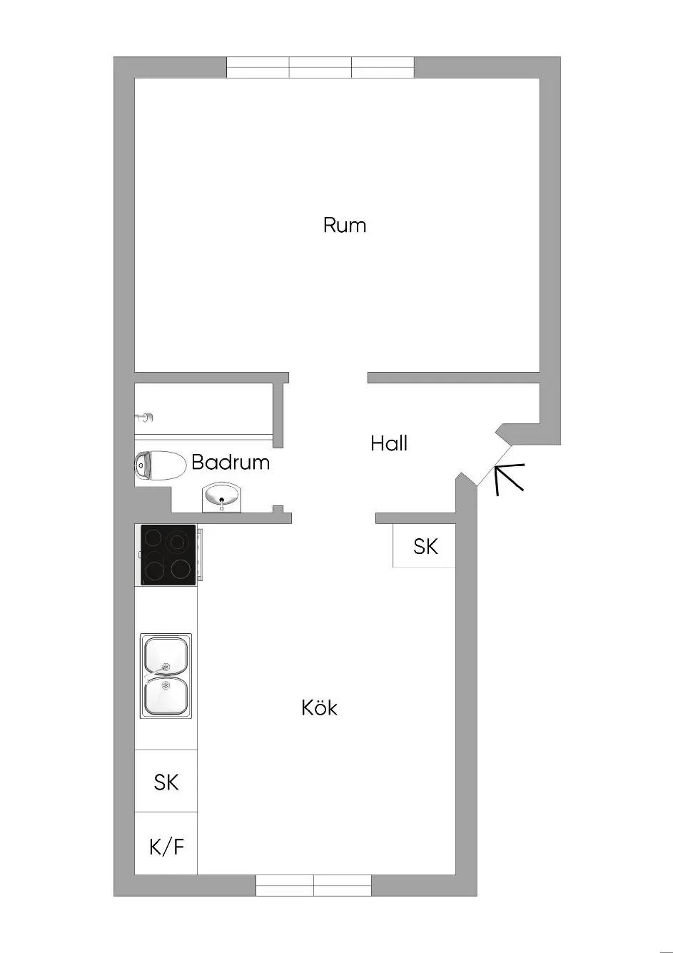 Floor plan for Björcksgatan 51c