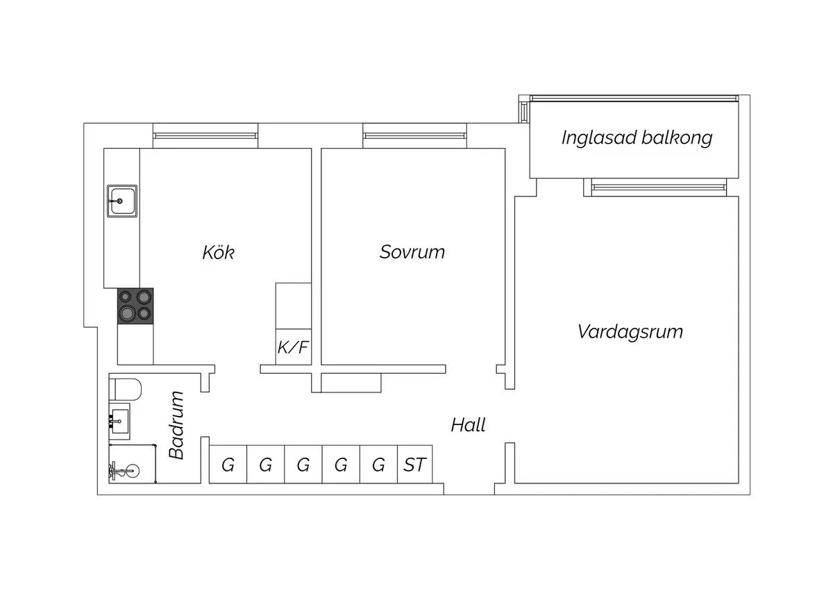 Floor plan for Kronetorpsgatan 52A