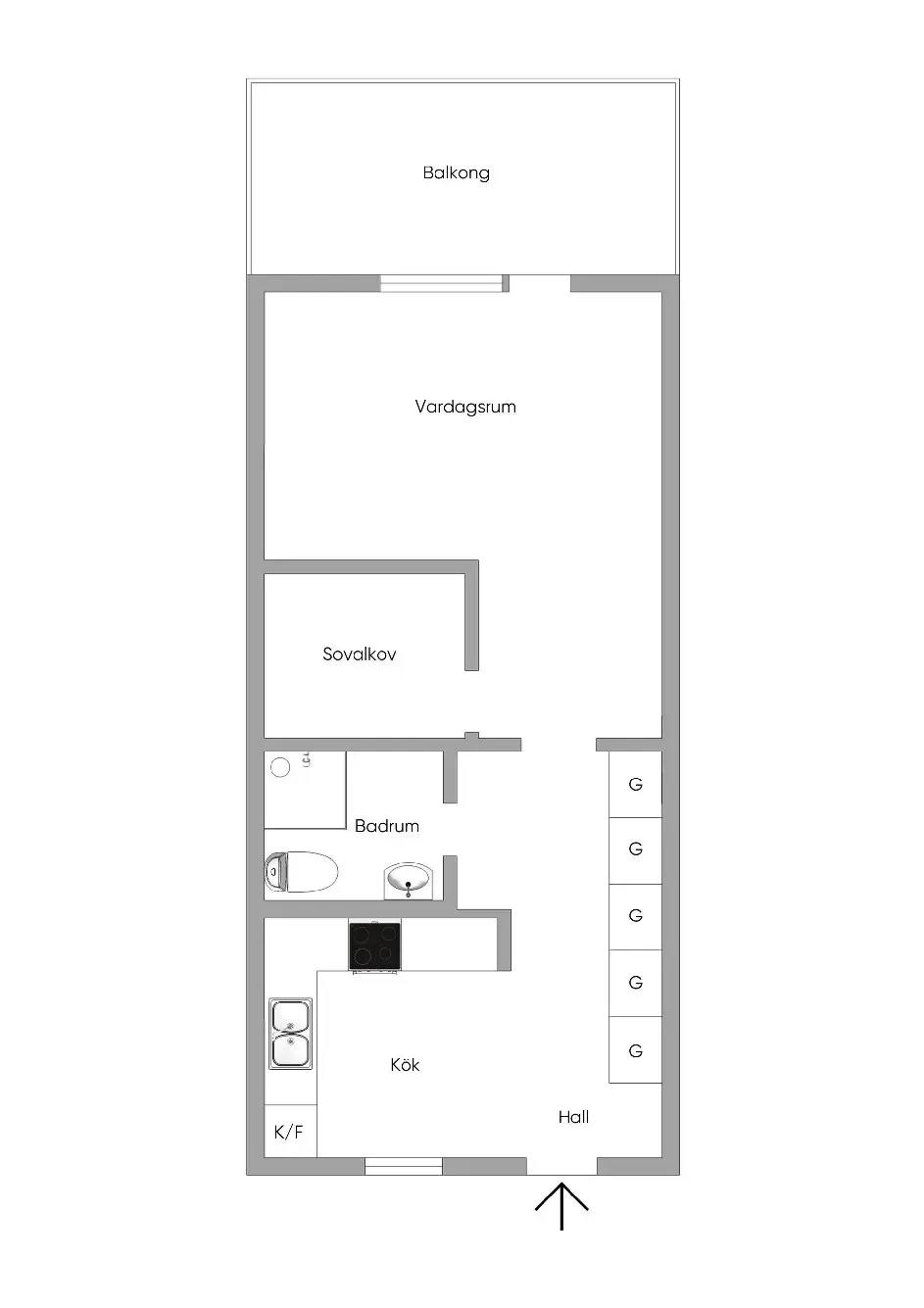 Floor plan for Torggatan 4B