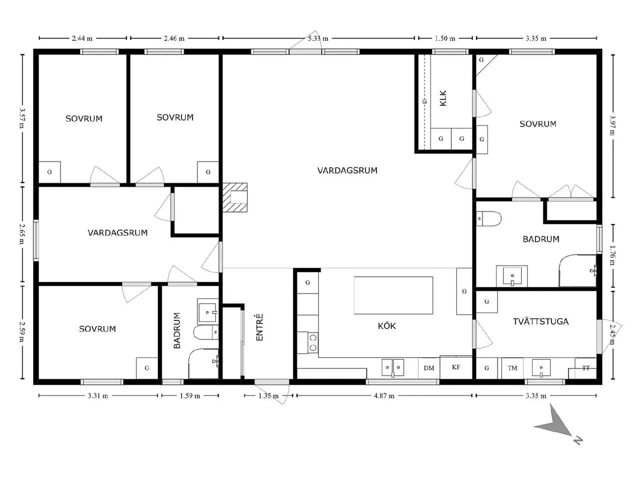 Floor plan for Skogslyckevägen 8