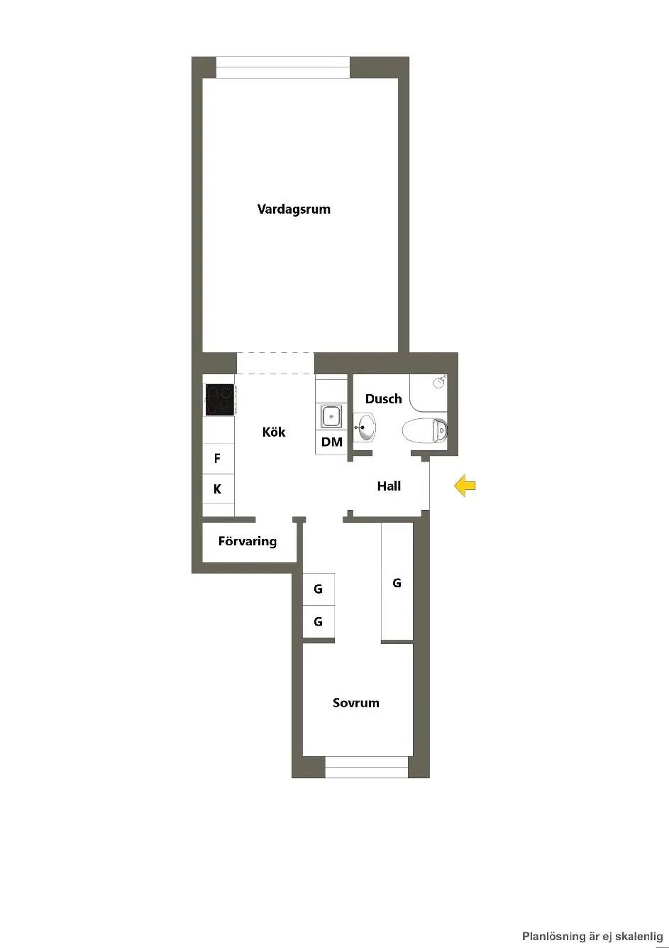 Floor plan for Svandammsvägen 21A, vån 2 av 4