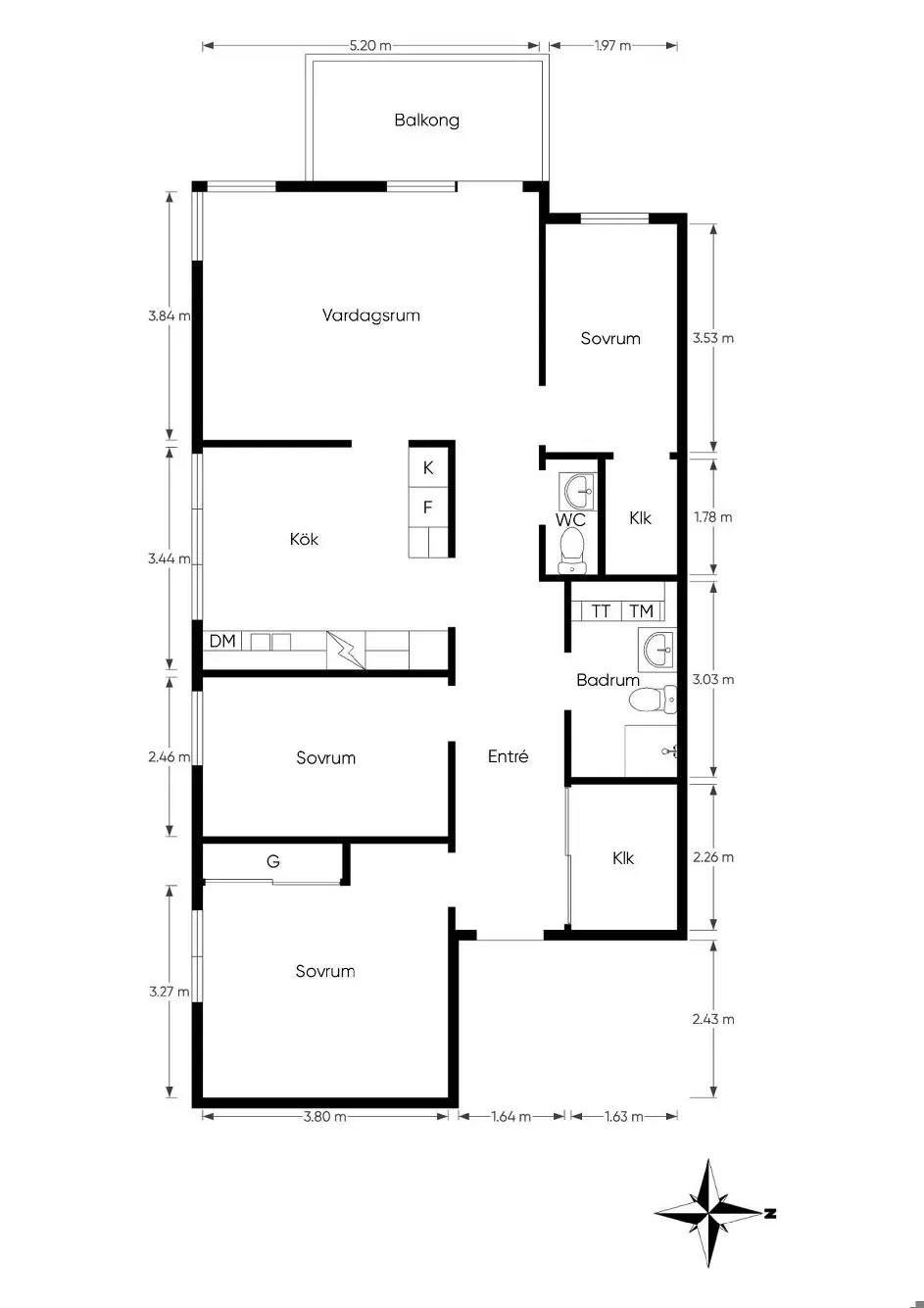Floor plan for Snickaregatan 3