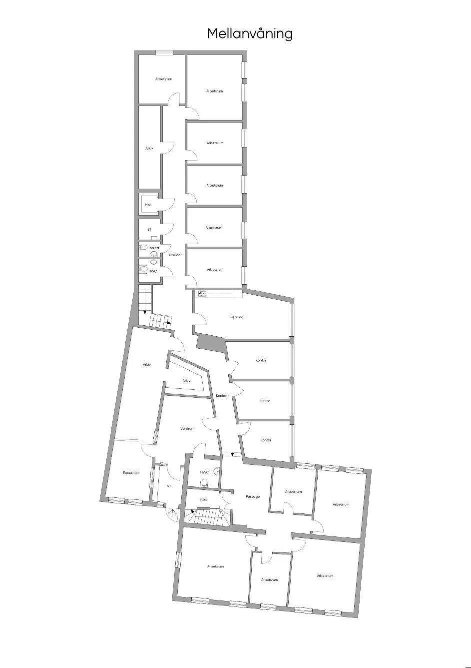 Planritning för Lilla Rådmansgatan 2