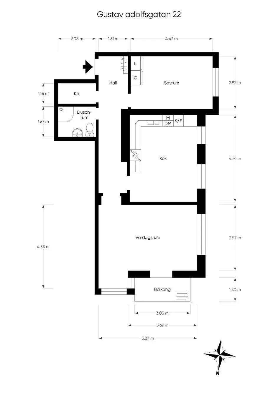 Planritning för Gustav Adolfsgatan 22