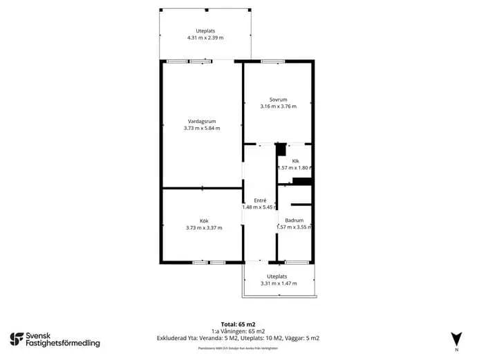 Floor plan for Onkel Sams väg 12 A-H