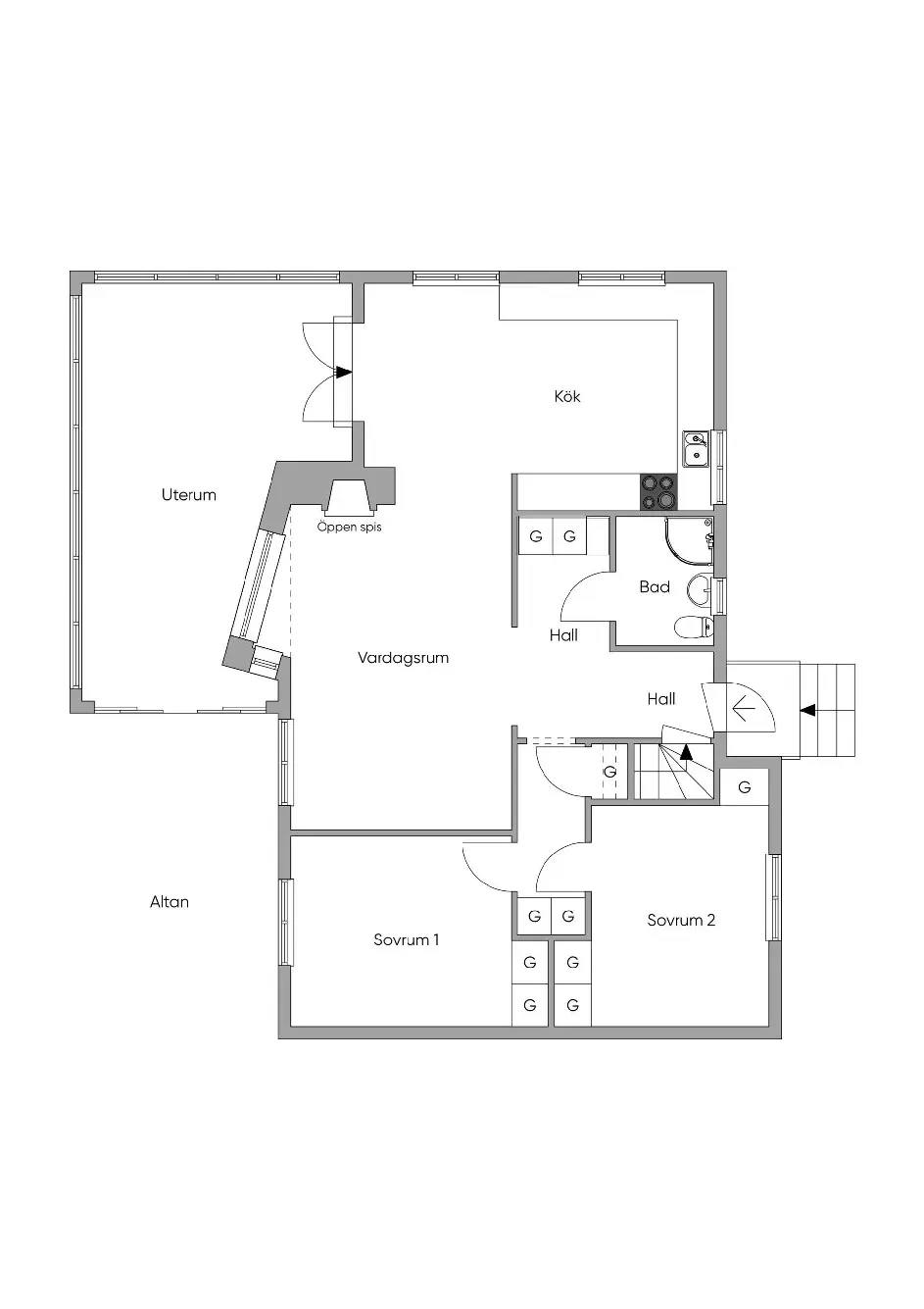 Floor plan for Västanvägen 33