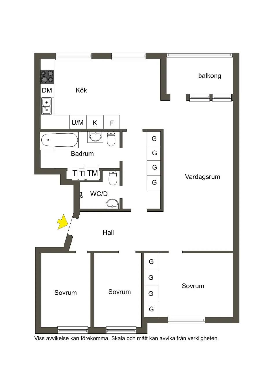 Planritning för Vallavägen 57