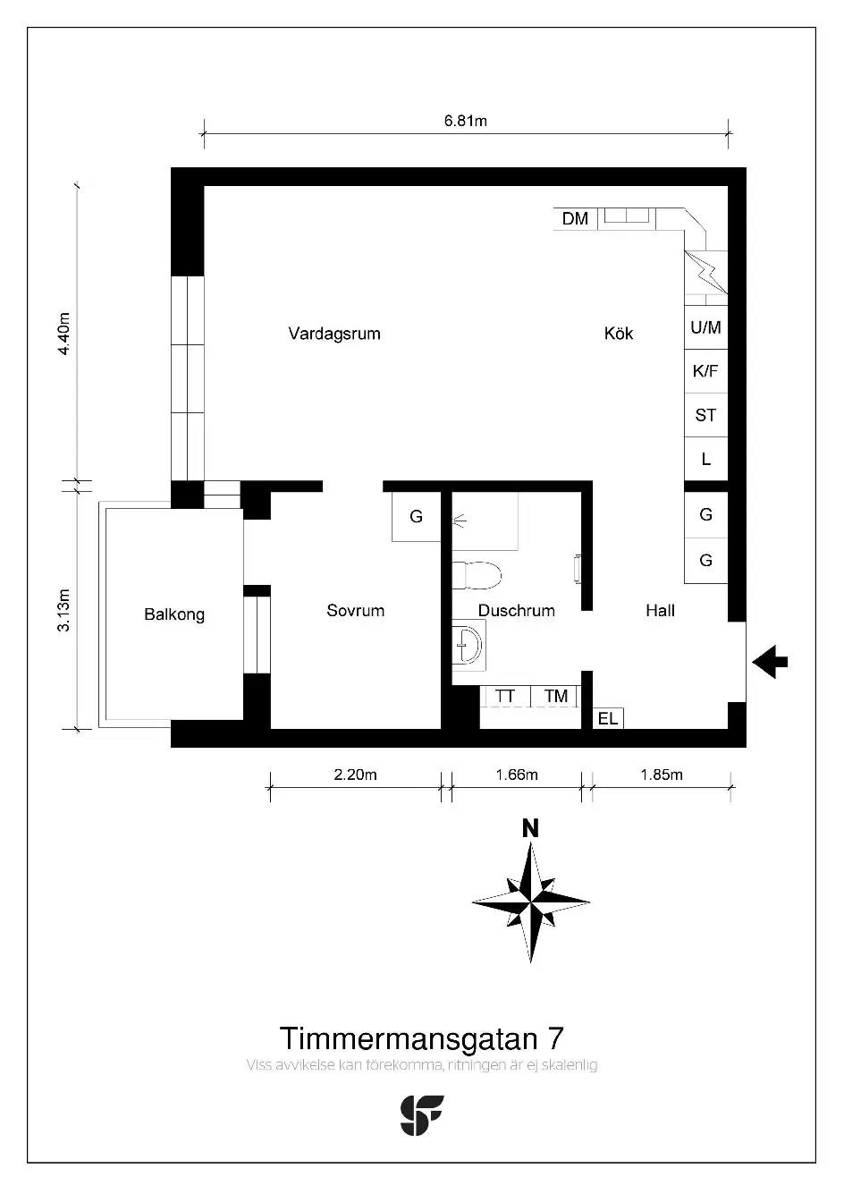 Floor plan for Timmermansgatan 7