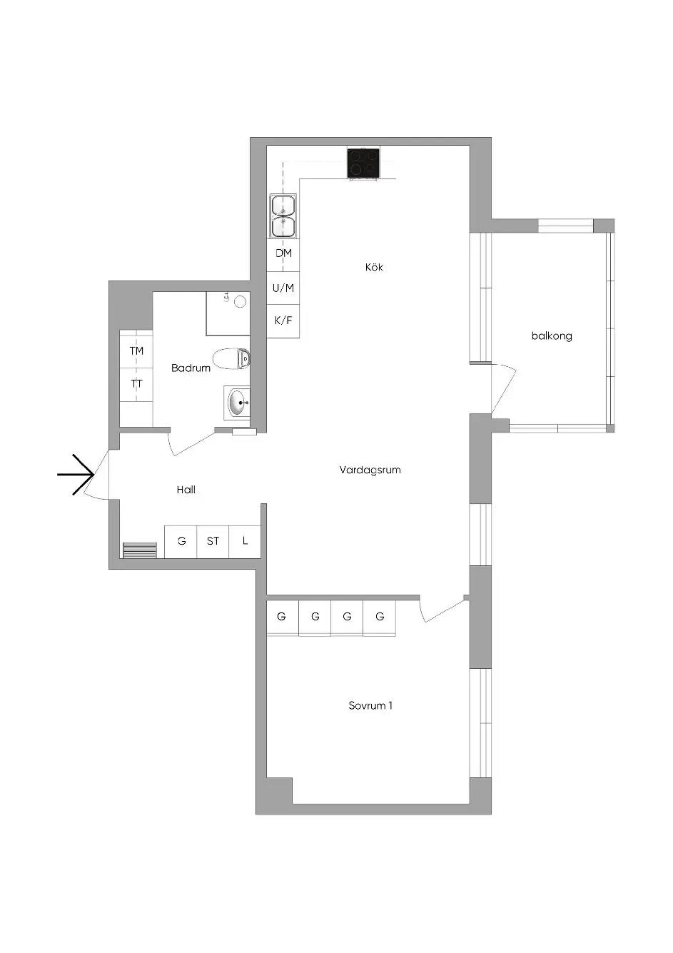 Planritning för Åby Allé 49