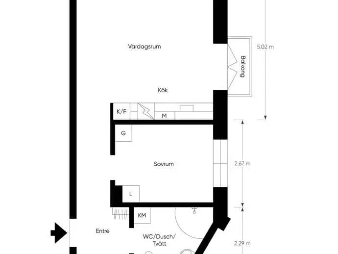 Planritning för Östsvängen 1B