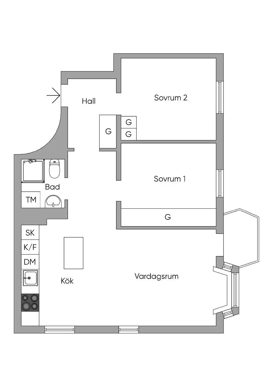 Floor plan for Sverkersgatan 2, vån 3 av 6