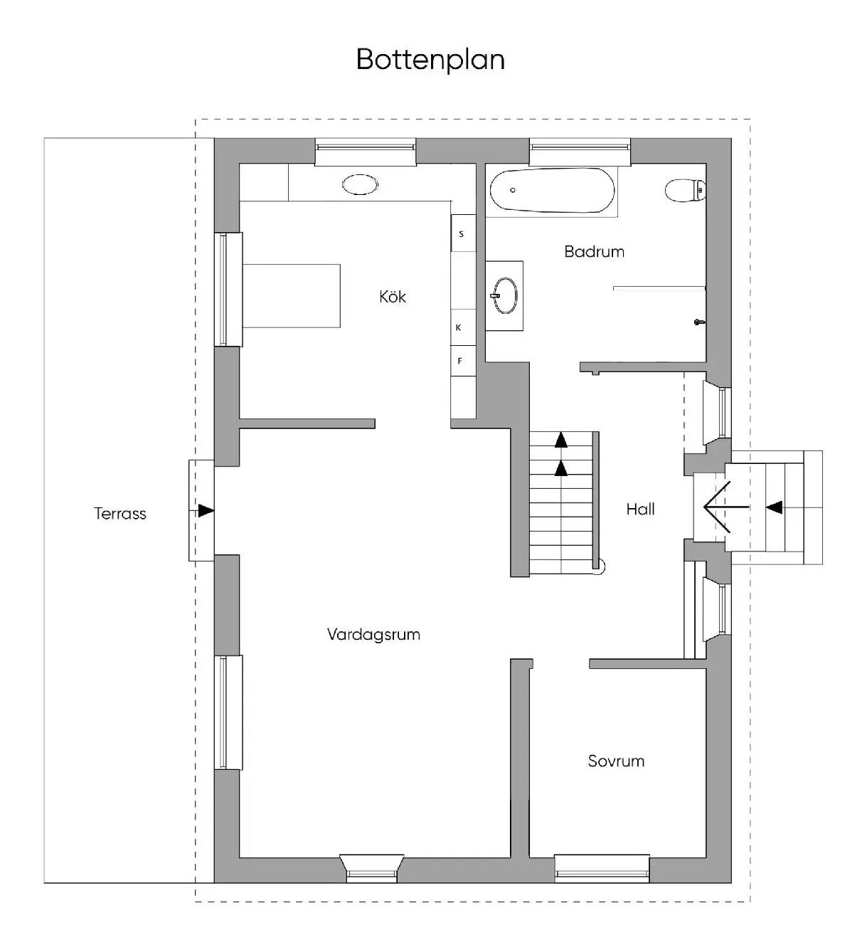 Floor plan for Hasselgatan 22