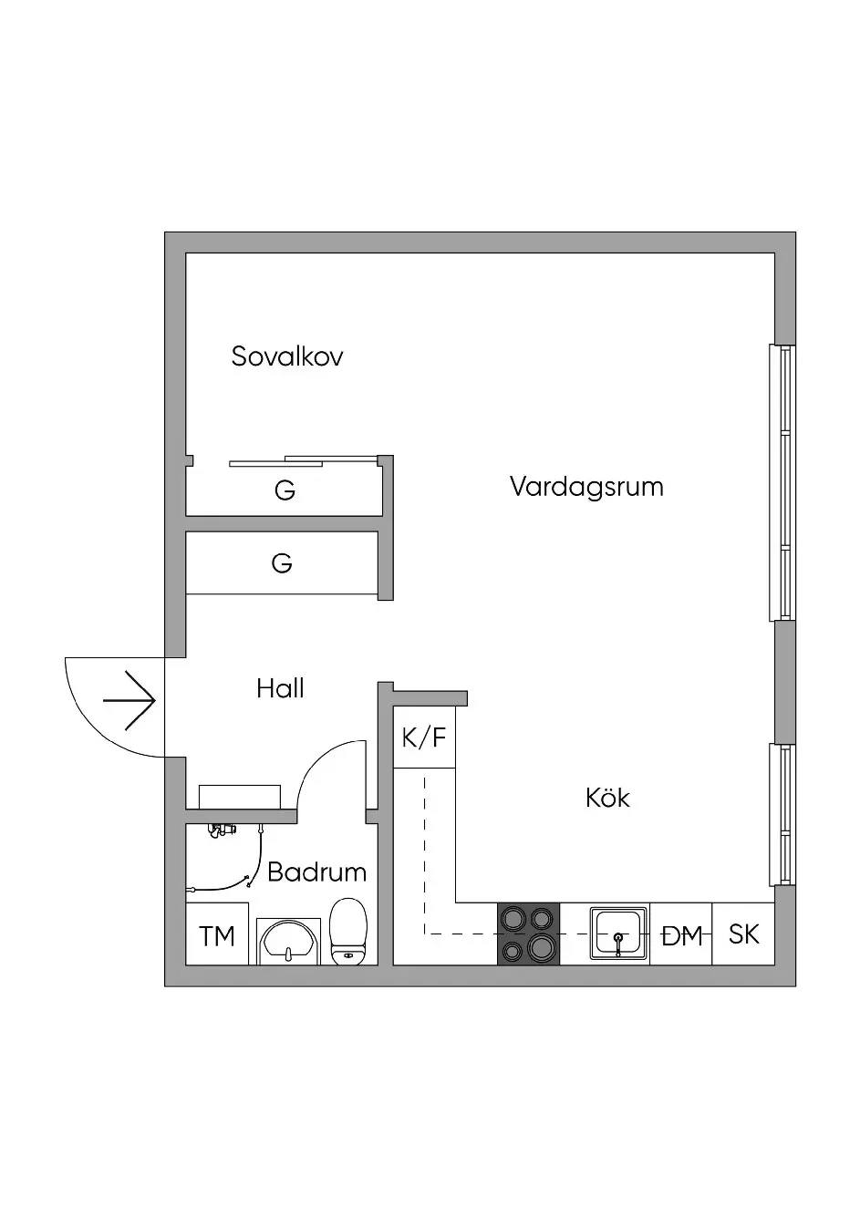 Planritning för Nykroppagatan 27