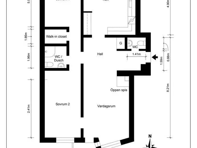 Floor plan for Sturegatan 3B