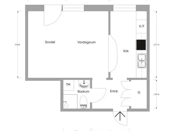 Planritning för Stockholmsvägen 12B