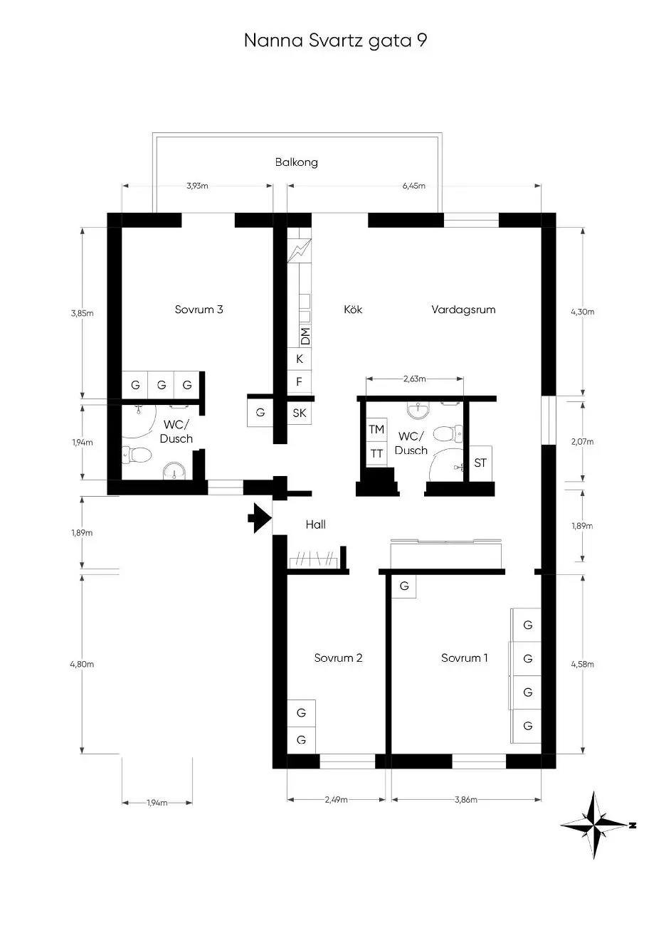 Planritning för Nanna Svartz gata 9