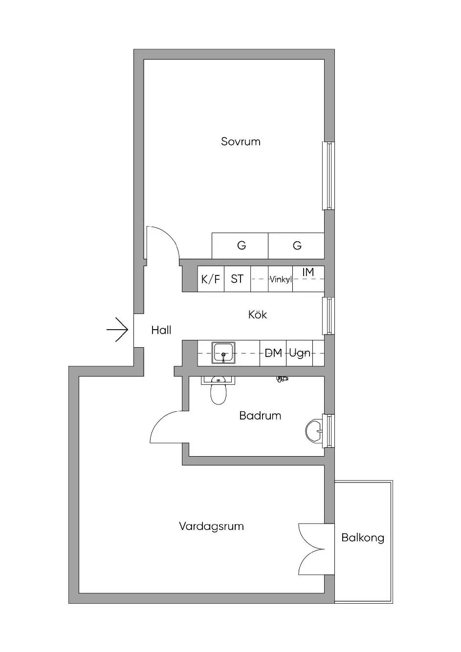Planritning för Brevvägen 9