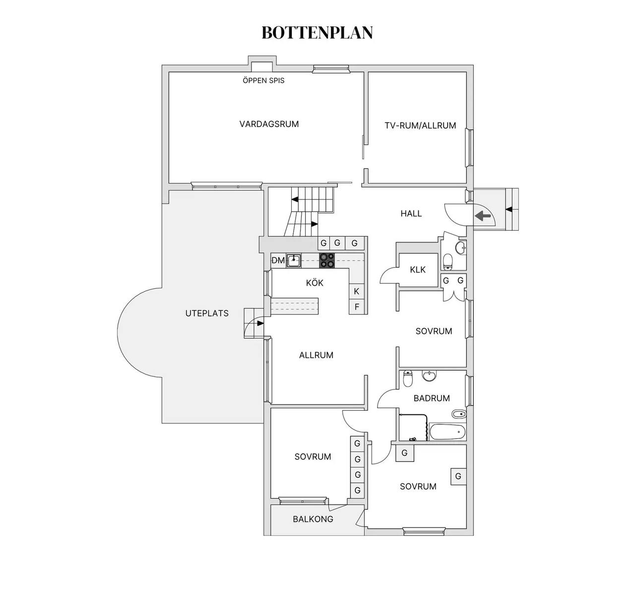 Floor plan for Marsvägen 10