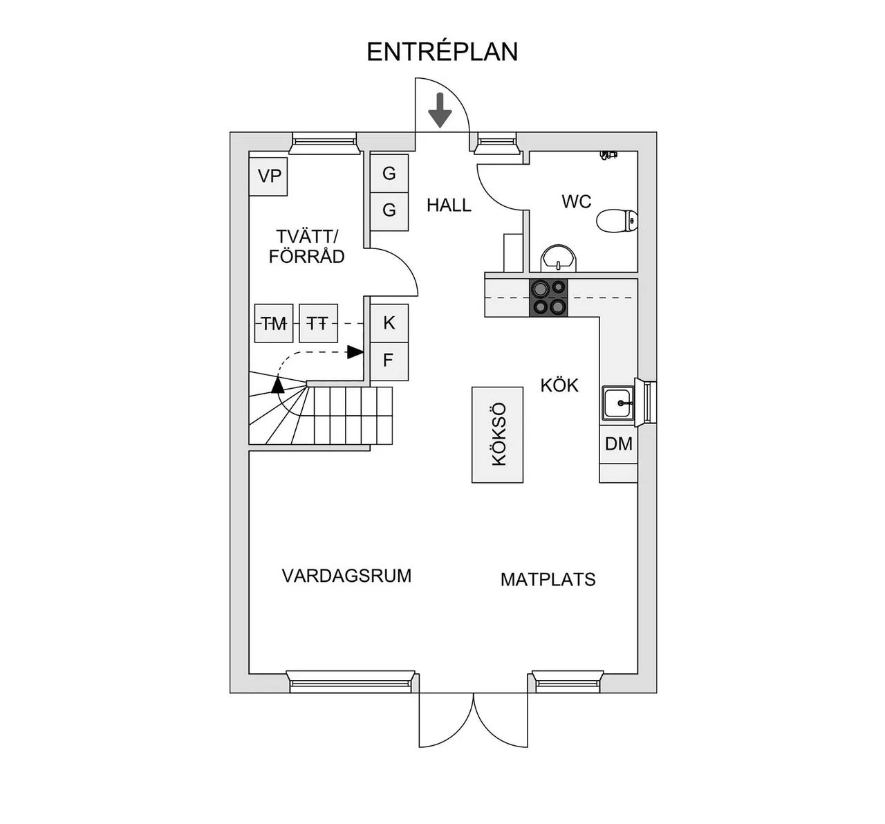 Planritning för Sparreholmsvägen 15A