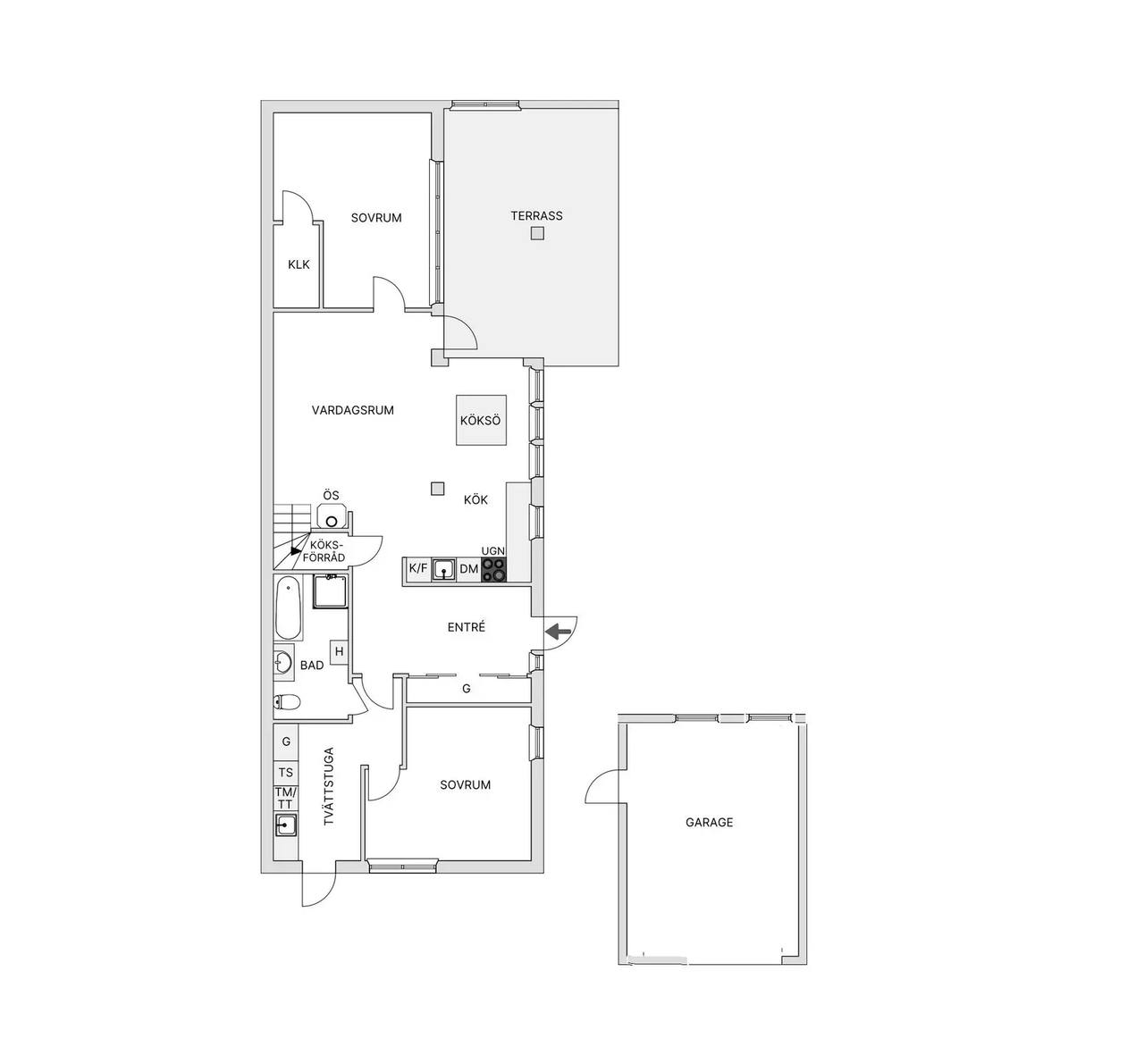 Floor plan for Bladspinnaregatan 29