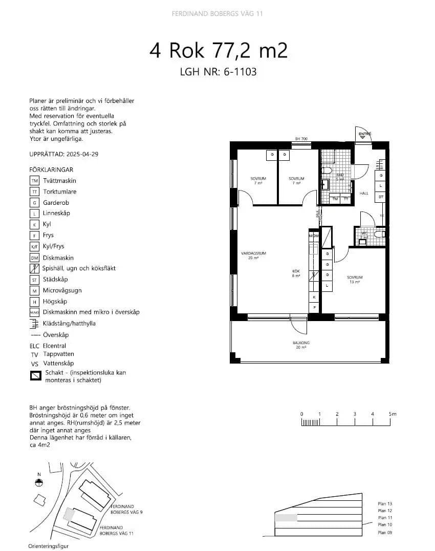 Planritning för Ferdinand Bobergs väg 11, lgh 06-1103