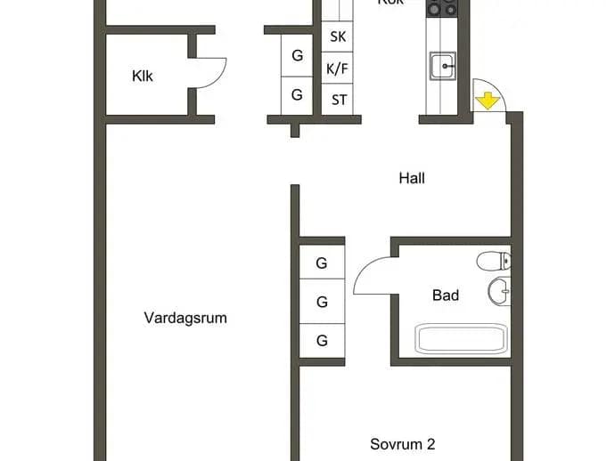 Planritning för Snöågatan 1C