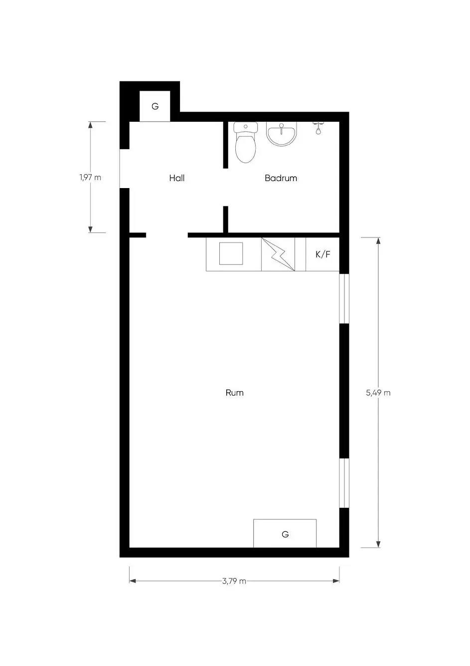 Planritning för Bondegatan 15