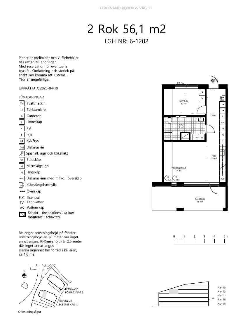 Planritning för Ferdinand Bobergs väg 11, lgh 06-1202