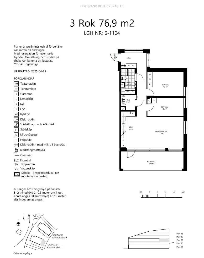 Planritning för Ferdinand Bobergs väg 11, lgh 06-1104