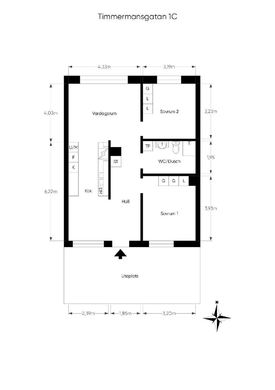 Floor plan for Timmermansgatan 1C