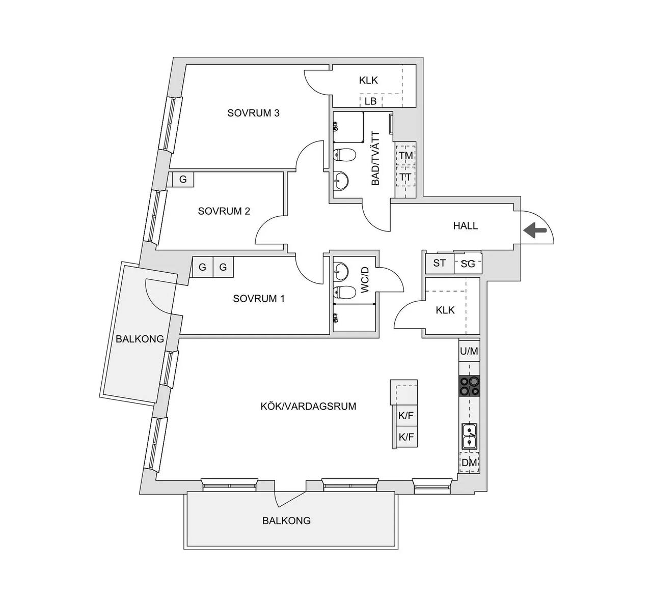Floor plan for Packhusgatan 23A