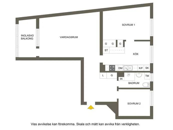 Planritning för Smedvägen 13, våning 2/2