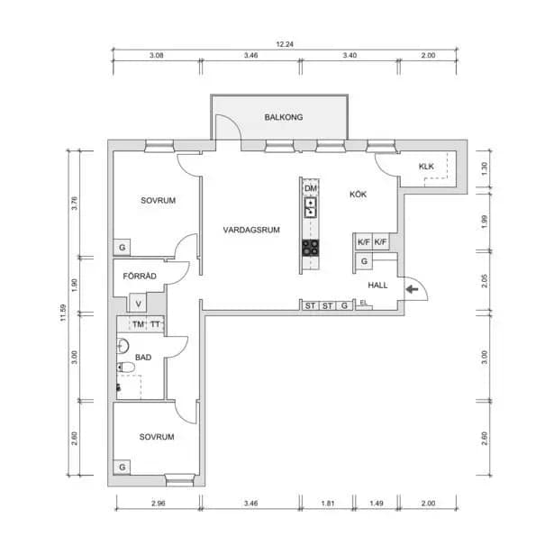 Floor plan for Silvergatan 11