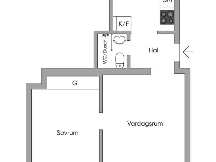 Planritning för Gjuteribacken 8B