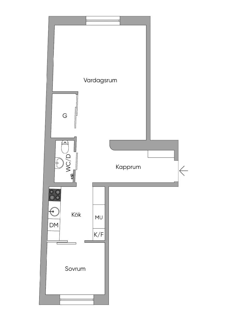 Floor plan for Erik Segersälls väg 13, vån 2 av 3