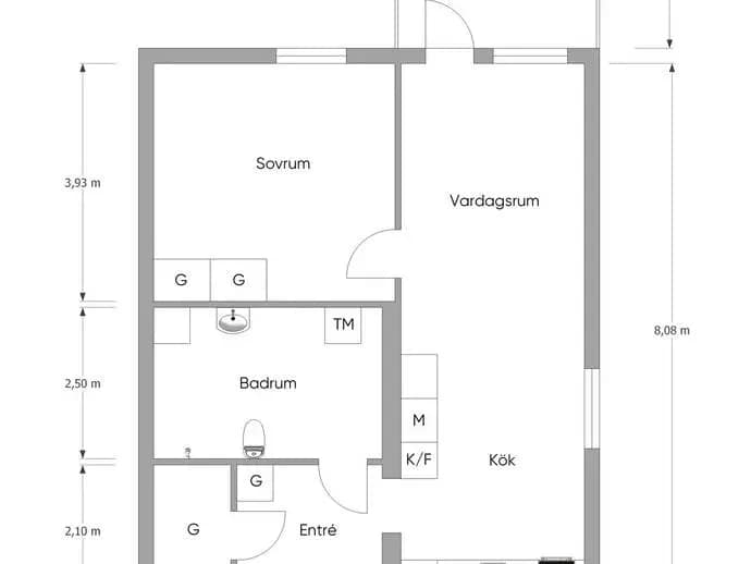 Planritning för Carin Bååts Gata 77D