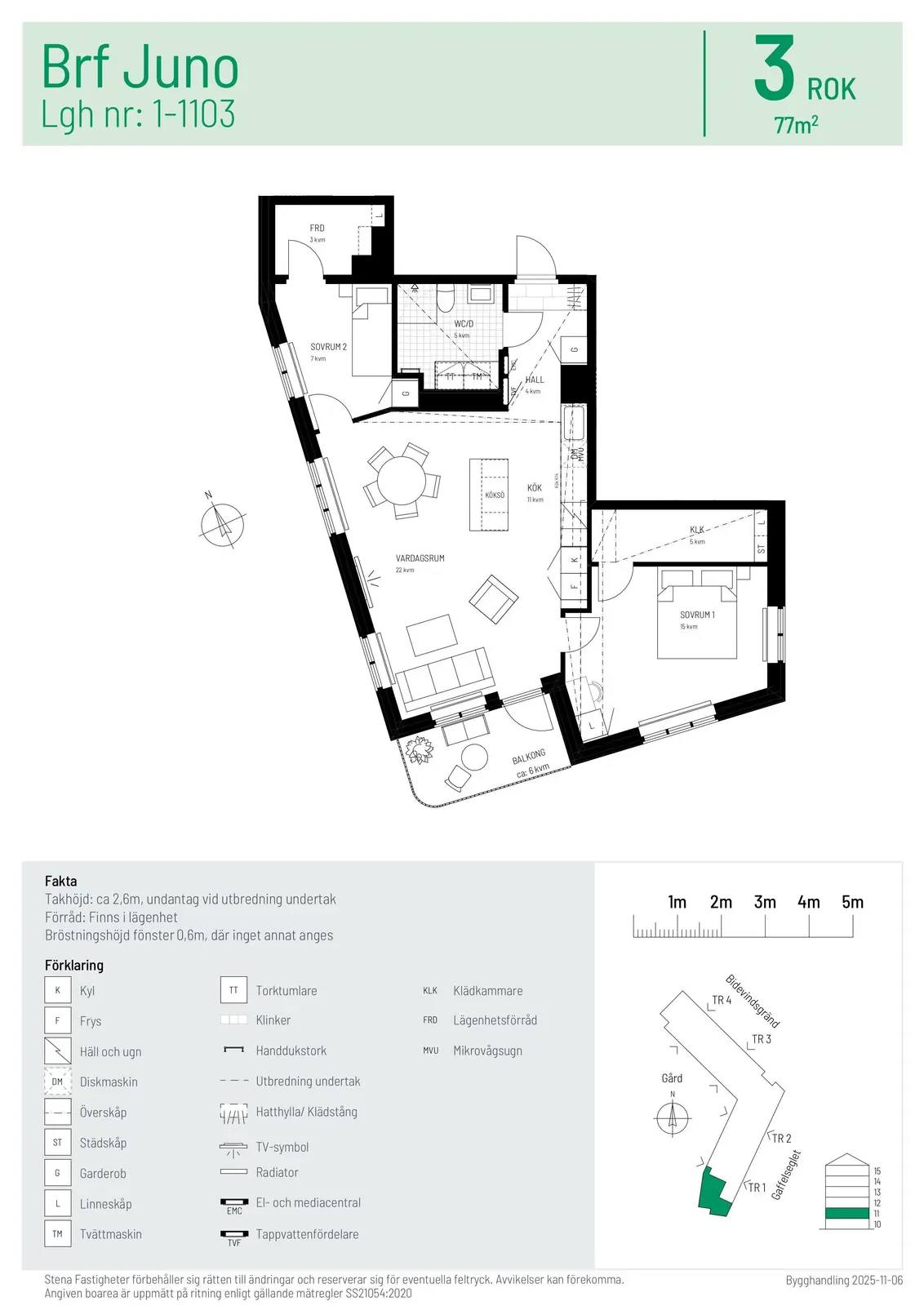 Floor plan for Gaffelseglet 22, Lgh 1-1103 Juno, Våning 1